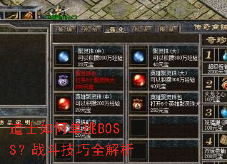 道士如何单挑BOSS?战斗技巧全解析 道士如何单挑BOSS?战斗技巧全解析