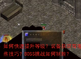 ��ο��������ȼ���װ����ȡ����Щ���ɣ�BOSS��ս�����ʤ��